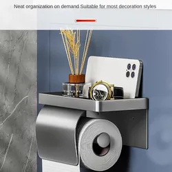 Aluminium Toilet Paper Holder Tissue Box Toilet Holder Punch-free Wall-mounted Toilet Paper Rack Storage Bathroom Accessories