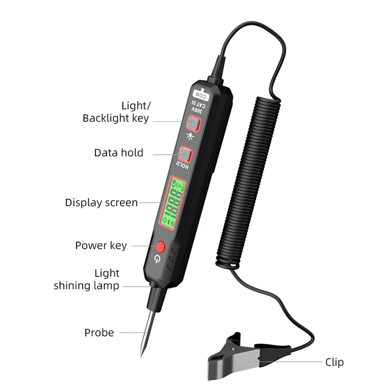 HT86A Car Voltage Detector Pen 100V Non-Contact Adjustable DC Voltage Backlight Tester Car Fault Maintenance Circuit Test Pen