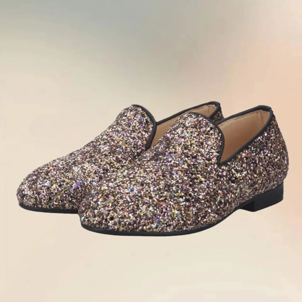 

Multicolor Sparkling Crystal Decor Men Loafers Fashion Comfort Slip On Men Shoes Novel Handcraft Runway Party Men Casual Shoes