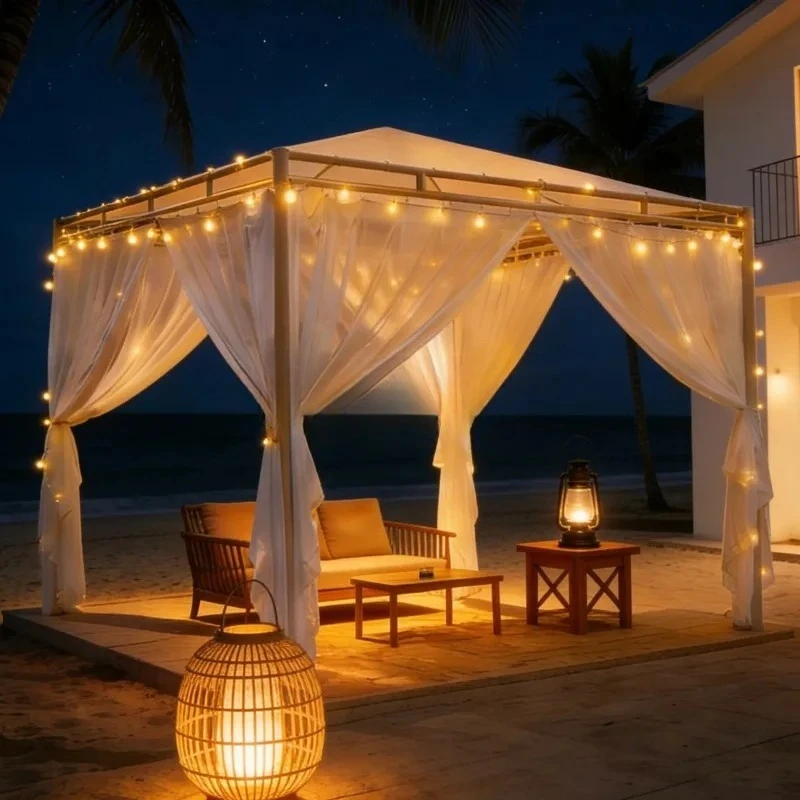 Outdoor Awning Garden Gazebo  Thatched Canopy Swan Sun Umbrella Waterproof UV Resistant  For B&B Courtyard Hotel Camp Restaurant