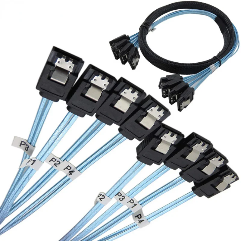 6 pcs/set Sata To Sata Cable 4/6 Ports/Set Date Cable 7 Pin Sata Sas Cable 6Gbps Sata To Sata HDD Cable Cord For Server Mining