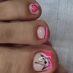Summer Beach Toe False Nail Press on Nails 24 Pcs Fake Nails Set Shell Design Decorated Toe Nails Acrylic Stick on Toe Nail
