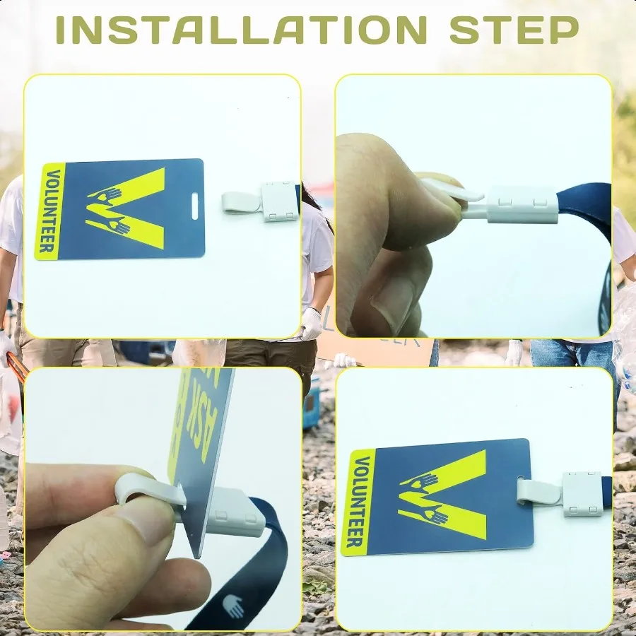 25 حزمة الحبل المتطوع مع مجموعة بطاقات بلاستيكية شارات PVC بطاقة تمرير الهوية السائبة للمدرسة الكنيسة تركيب الصمامات Ev