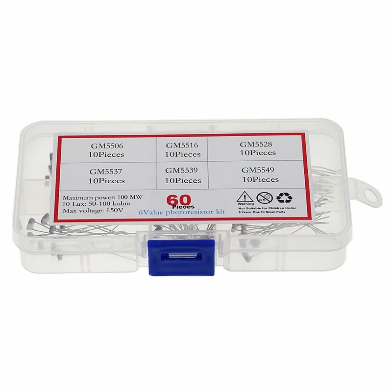 60 قطعة 6 قيمة GL5506 GL5516 GL5528 GL5537 GL5539 GL5549 PhotoResistor مجموعة متنوعة