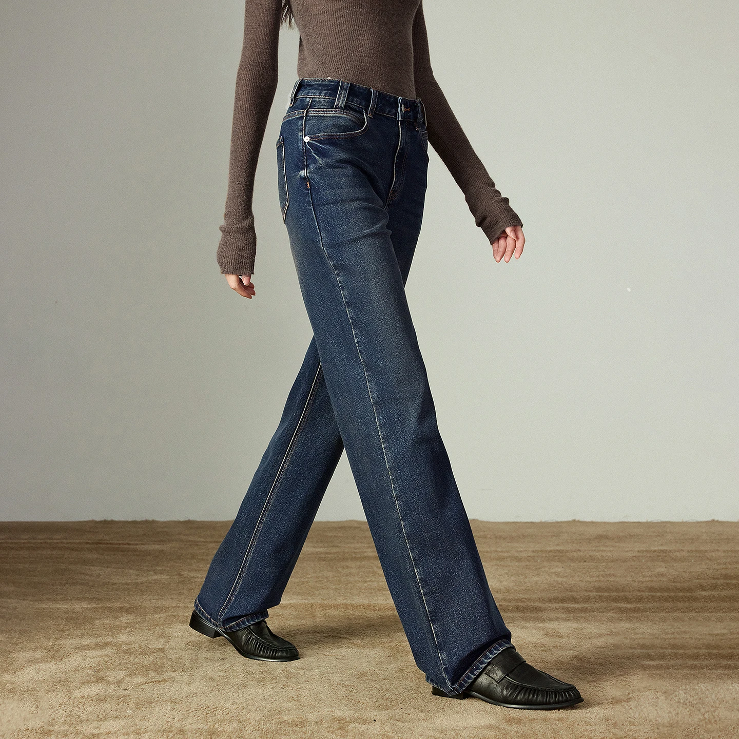 TOYOUTH سراويل مستقيمة للسيدات 2025 شتاء جديد منتصف منخفضة الارتفاع التخسيس الرغيف الفرنسي السراويل الصغيرة سراويل طويلة