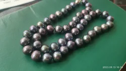 huge10-11MM GENUINE NATURAL black round tahitian PEARL NECKLACE  18 inch