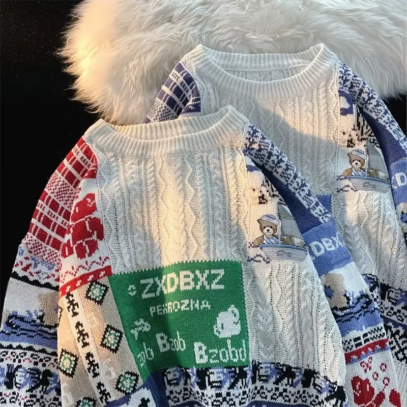 

Мужской свободный вязаный свитер Thiened Fce на подкладке, осень-зима, большие размеры 250, Pou Cisas Sle, модная бейсбольная куртка...