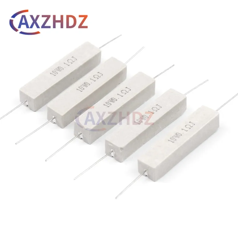 5PCS 0.1Ω - 100K Ohm 20W Cement resistance 0.22R 0.47Ω 0.5Ω 1Ω 2Ω 4.7Ω 5Ω 100Ω 470Ω 1K 2K 100K High power resistor