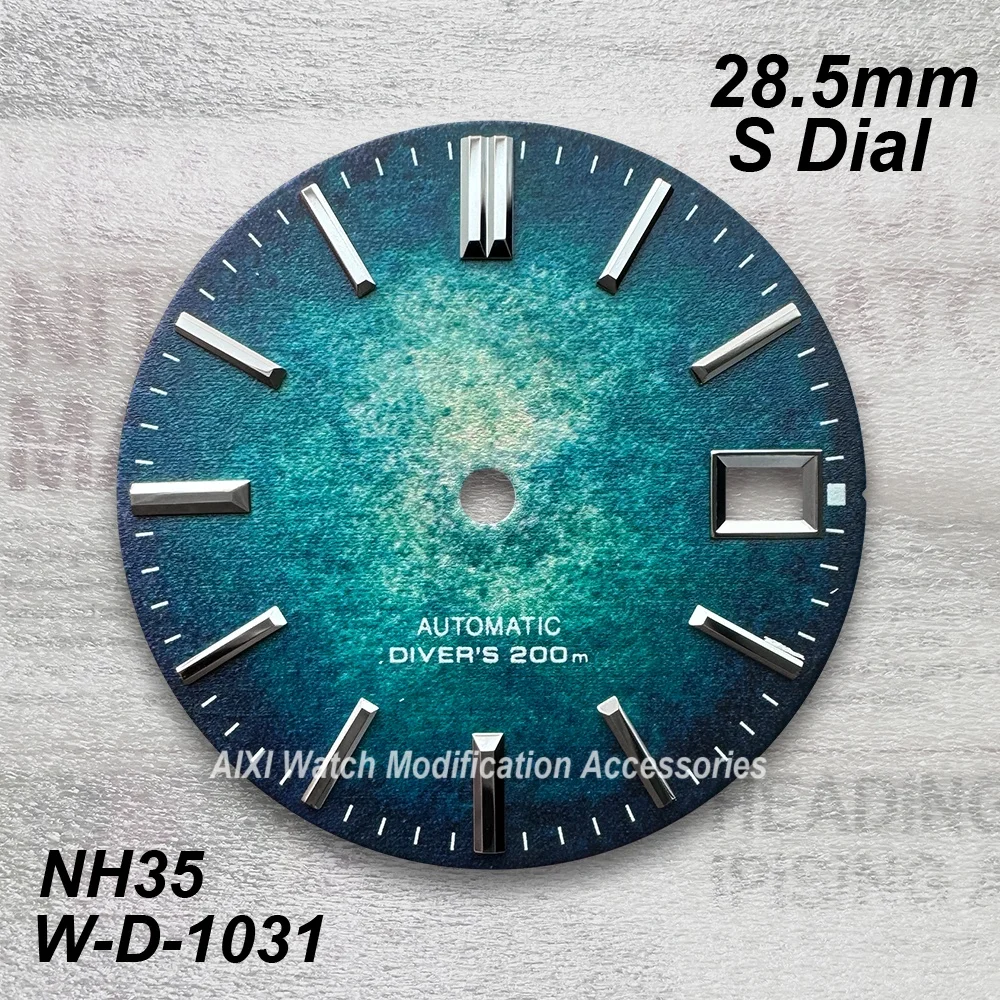 28.5mm logotipo s 3d impresso cor dial caber movimento nh35 acessórios de modificação de relógio de alta qualidade