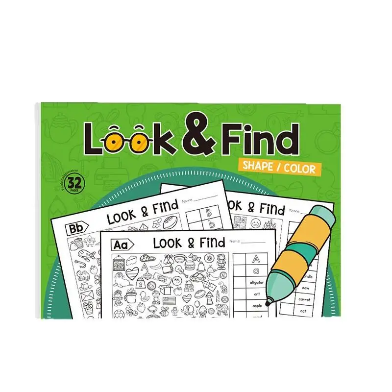 [JT]1 Set Look & Find Visuelles Puzzlebuch Interaktives Lernspielzeug für Kinder mit Farb- und Formsucheaktivitäten