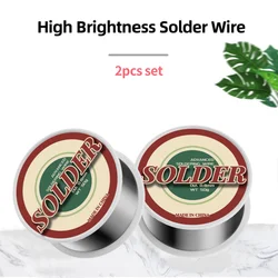 Solder Wire Small Roll 2Pcs Electrolytic Welding Wire High Brightness Activity Leaded Solder Wire Tin Roll