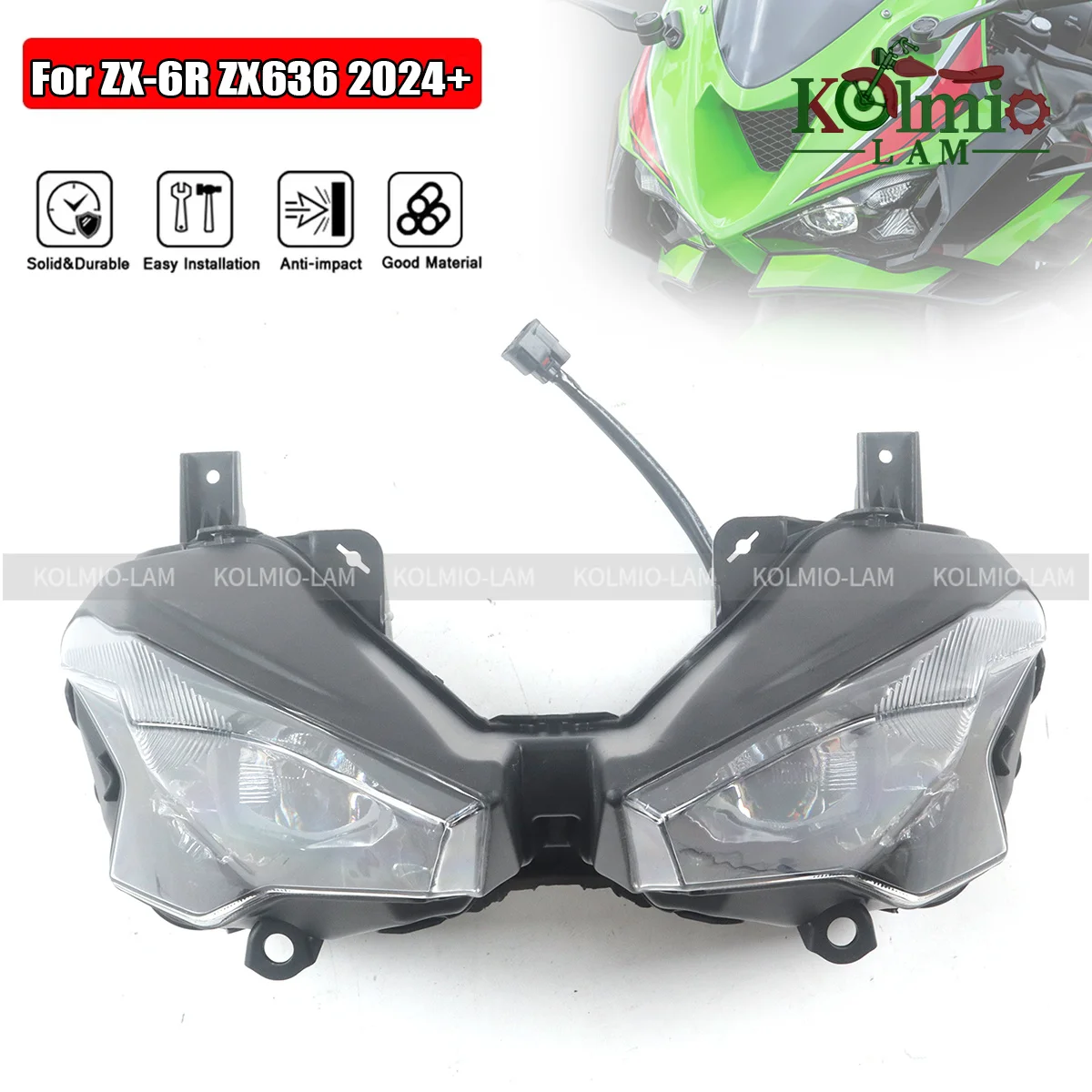 

Fit For 2024 - 2025 KAWASAKI ZX-6R ZX6R Headlight Motorcycle Front Headlamps Assembly NINJA636 ZX 6R ZX636 Led Head Light