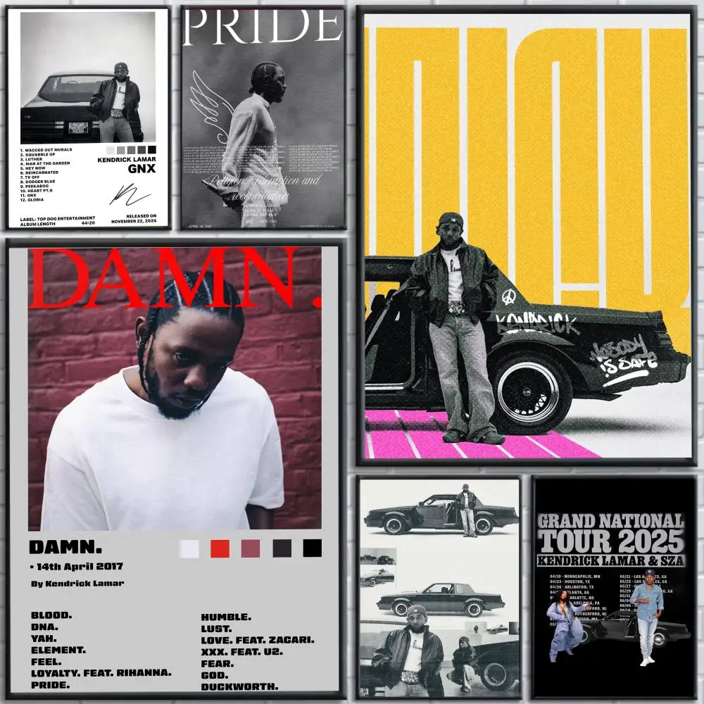 Legendary Rapper Kendrick Lamar Poster HD art sticky wall waterproof home living room bedroom bar aesthetic decoration