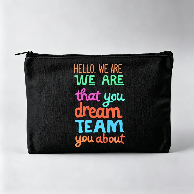 Women's Slogan-Style Graphic Makeup Bag, Typography Print Cosmetic Pouch for Daily Use