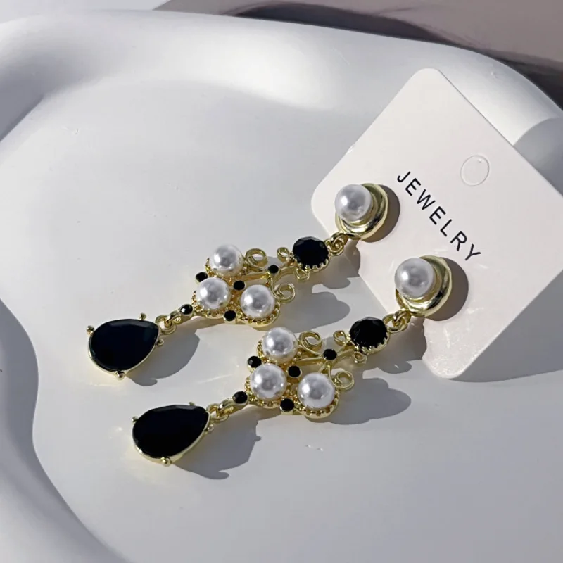 Crystal Women's Water Drop Dangle Earrings Zircon Baroque Imitation Pearl Earrings for Women Engagement Wedding Gift Jewelry