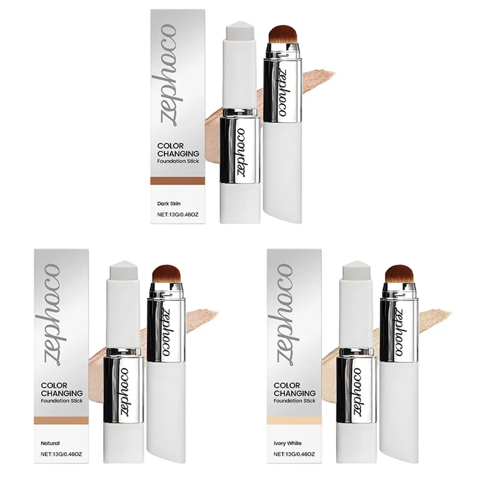 عصا كونسيلر 2 في 1، عصا كريم أساس متغيرة الألوان، عصا كريم أساس مرطبة خفيفة الوزن مع فرشاة لـ Maskup