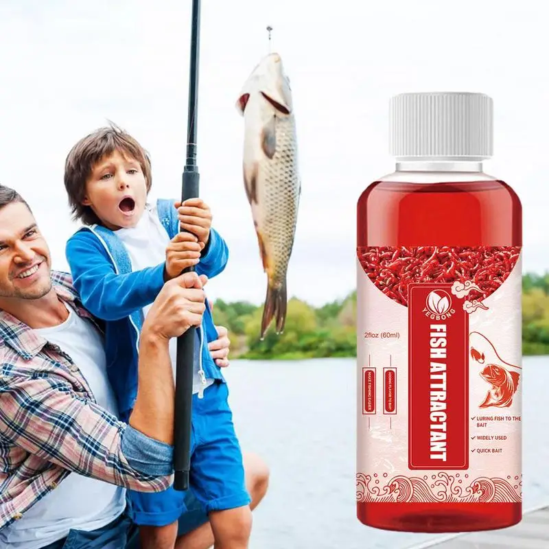 60ml Red Worm Fishing Lures Fishing Attractants Enhancer Fish Food For Freshwater Carp Crucian Carp Tilapia Eel Trout Snapper