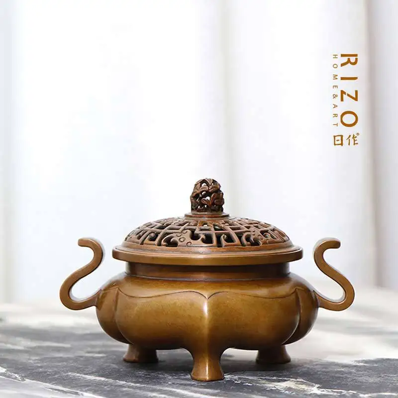 

Qingsong Tang Su Gong Copper Stove Famous Hu Qingsong Officer's Cap Ear Crown Burner Incense Coil Tower Incense Burner Incense B