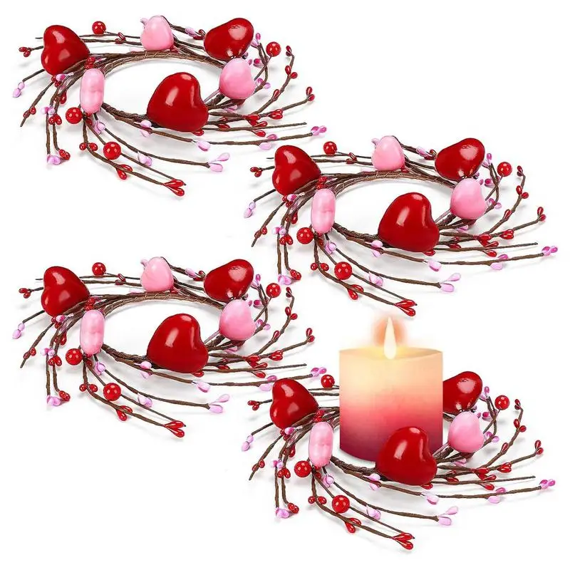 

Candle Rings For Pillars 4 Pieces Valentine Table Centerpieces Valentine's Day Garland Holiday Candle Rings Romantic Pillar