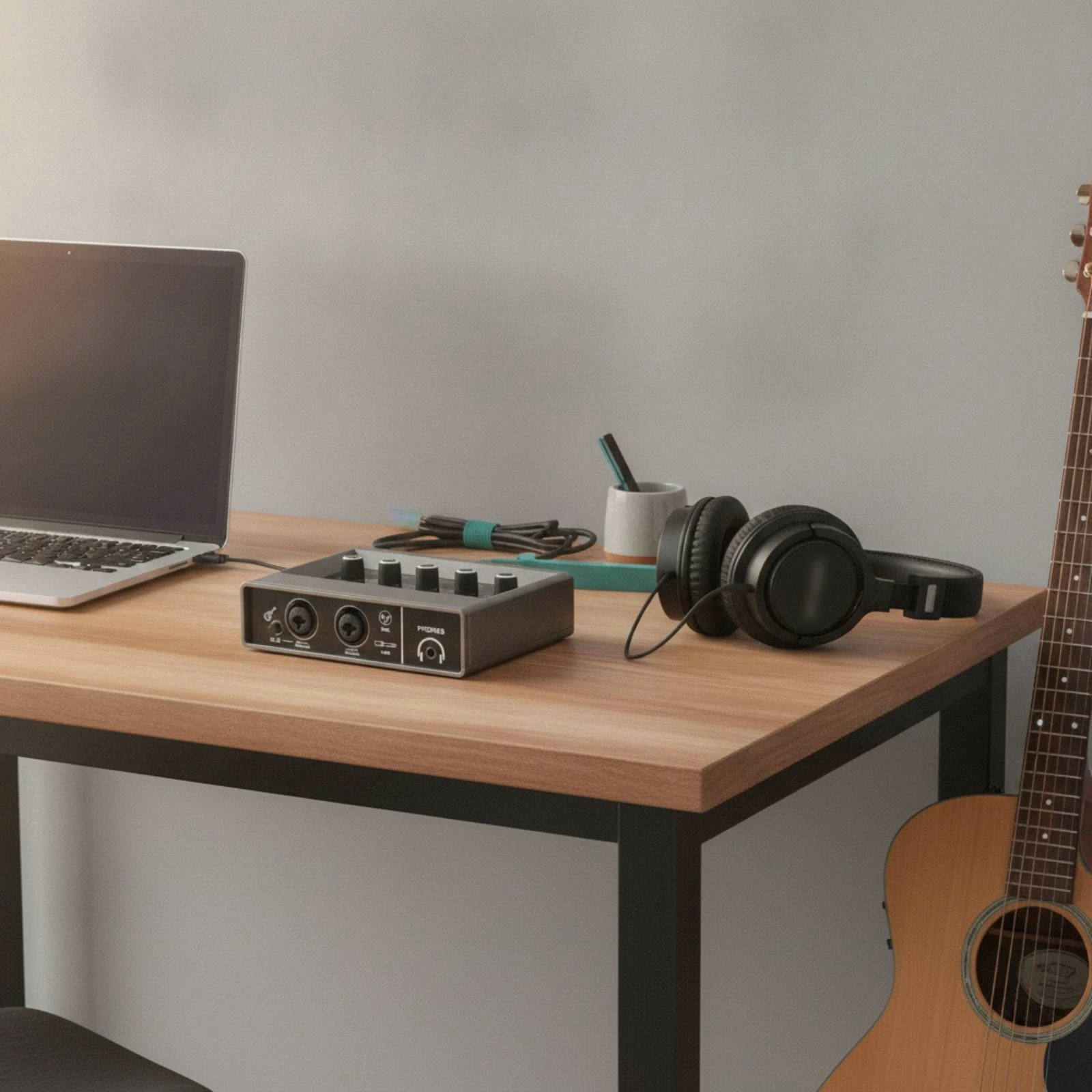 USB Audio Interface Compact Audio Interface with Phantom Power Mixer with Headphone Jack Real-Time Monitoring for Musicians