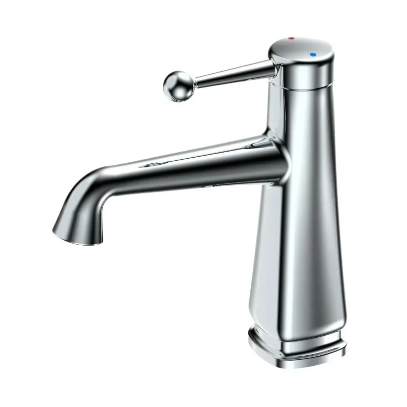Full Copper Hot and Cold Basin Faucet Household Double Outlet Water Bath Cabinet Single Hole Faucet
