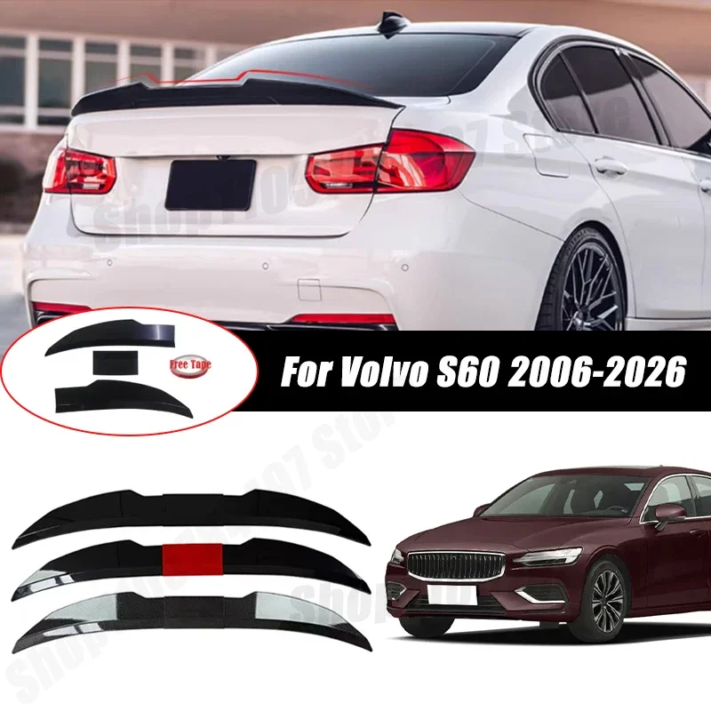 3pcs Sedan Rear Trunk Spoiler For Volvo S60 2006-2026 Adjustable DIY Modified Trunk Spoiler Automotive Accessories