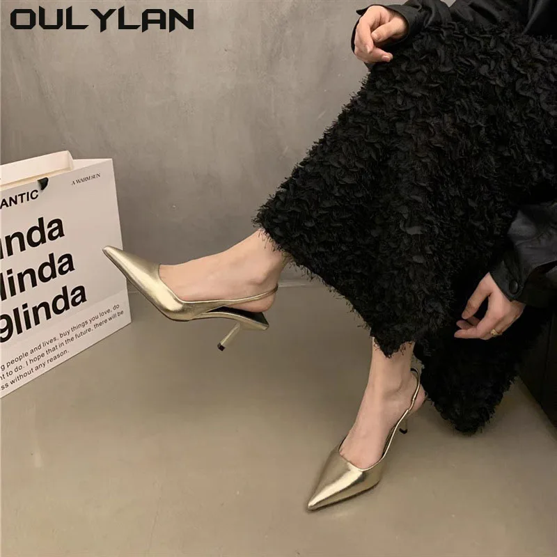 Oulylan-Sandalias de tacón alto para mujer, zapatos elegantes de punta estrecha, sin cordones, de marca, a la moda, para Primavera, 2024