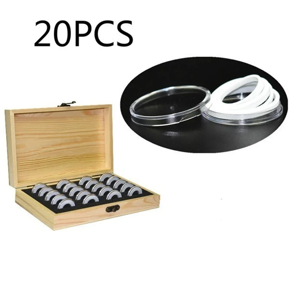 Pine Wood Coin Holder Coins Ring Wooden Storage Box 20/30/50/100pcs Coin Capsules Accommodate Collectible Commemorative Coin Box