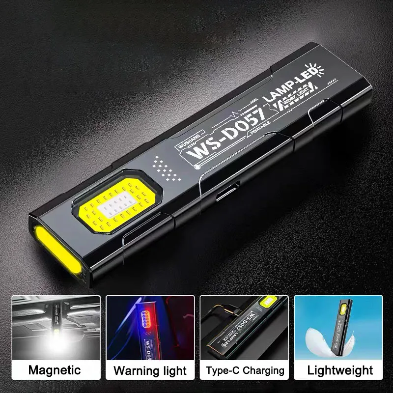 Mini LED Keychain Flashlight Rechargeable EDC Torch with Pen Clip COB Pocket Lantern Work Light with Magnet for Outdoor Camping