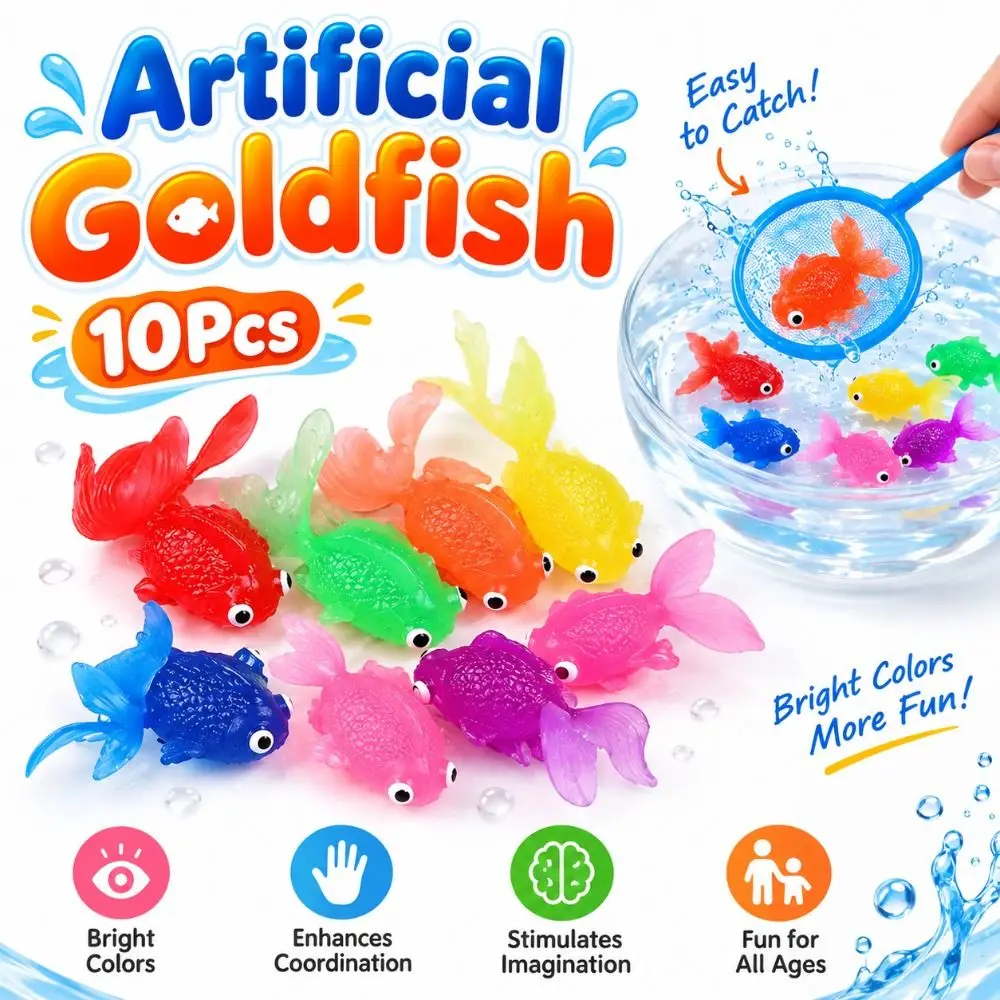 10Pcs New Soft Rubber Floating Fish Toy TPR Random Toy Goldfish Colorful Ocean Animal Toy Aquarium Decorations