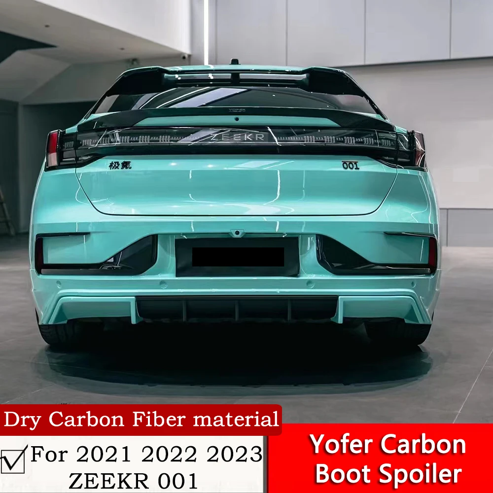 Yofer Carbon Boot Spoiler For 2021 to 2023 ZEEKR 001 Modified Black Night Style Dry Carbon Fiber Tail Wing Font Rear Wind Blade