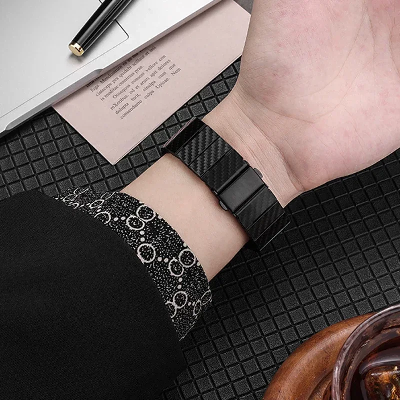Ремешок для часов из углеродного волокна 20 мм 22 мм для Amazfit Balance 2/Active 2, квадратный браслет для Amazfit Bip 6/5/3/3Pro/GTR GTS 4 3 2, ремешок
