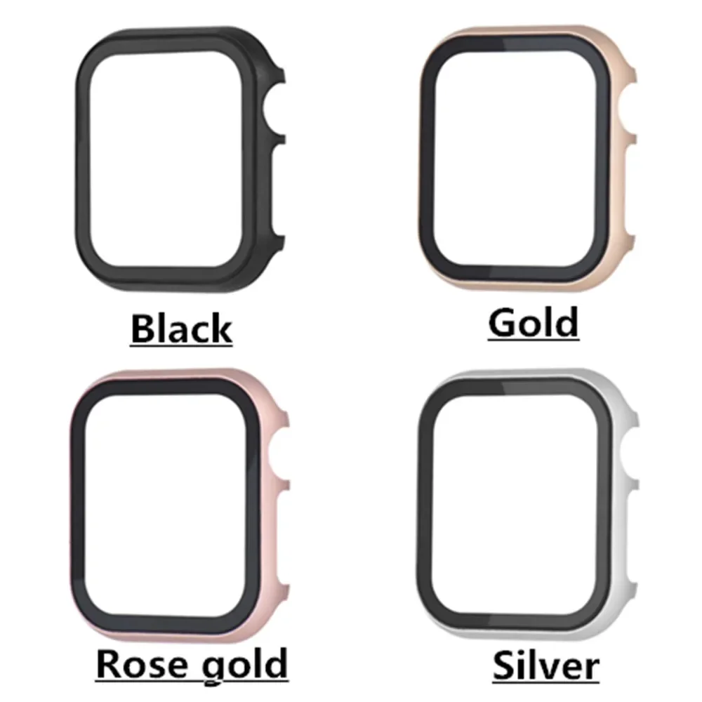 Metal Case + Tempered Film glass for Apple Watch 45mm 41mm 40mm 44mm 38mm 42mm Cover iWatch 9 8 7 6 5 4 3 SE Protective Case