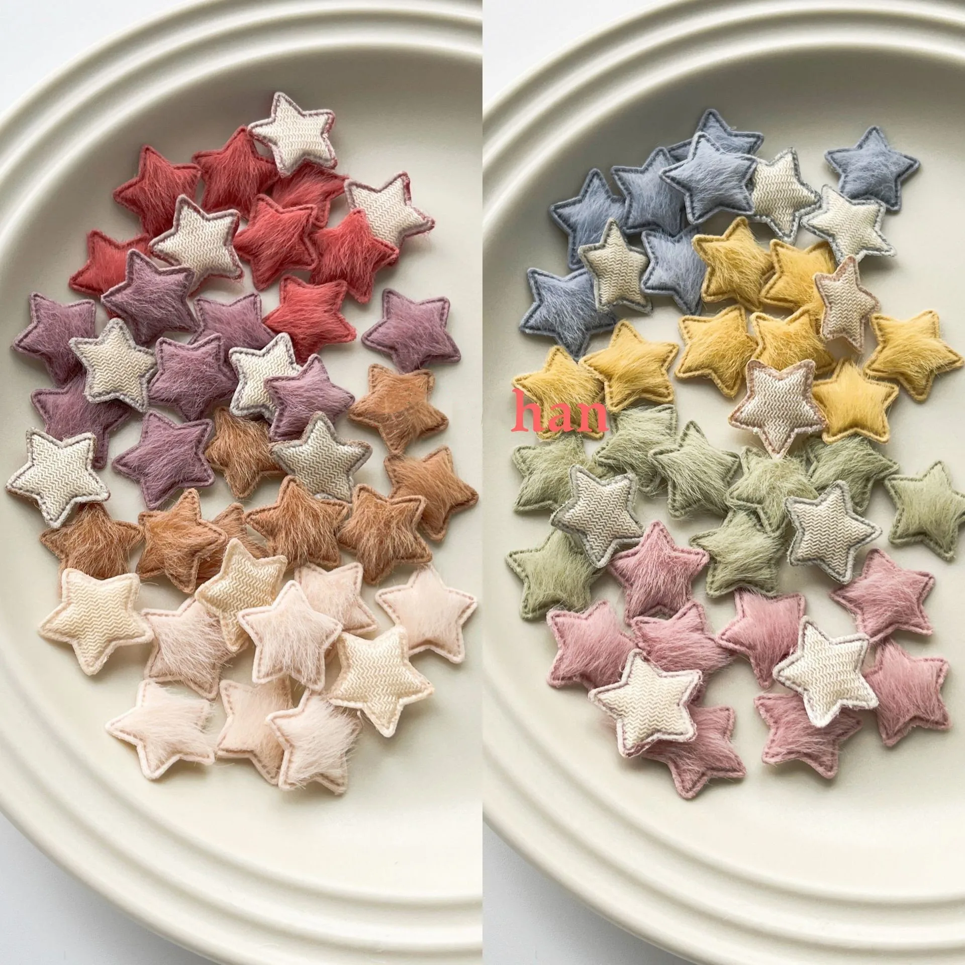 50Pcs Mini Cute 2cm Ultrasonic Embossed Five Star Patch DIY Handmade Star Flower Sticker Hair Headgear Accessories