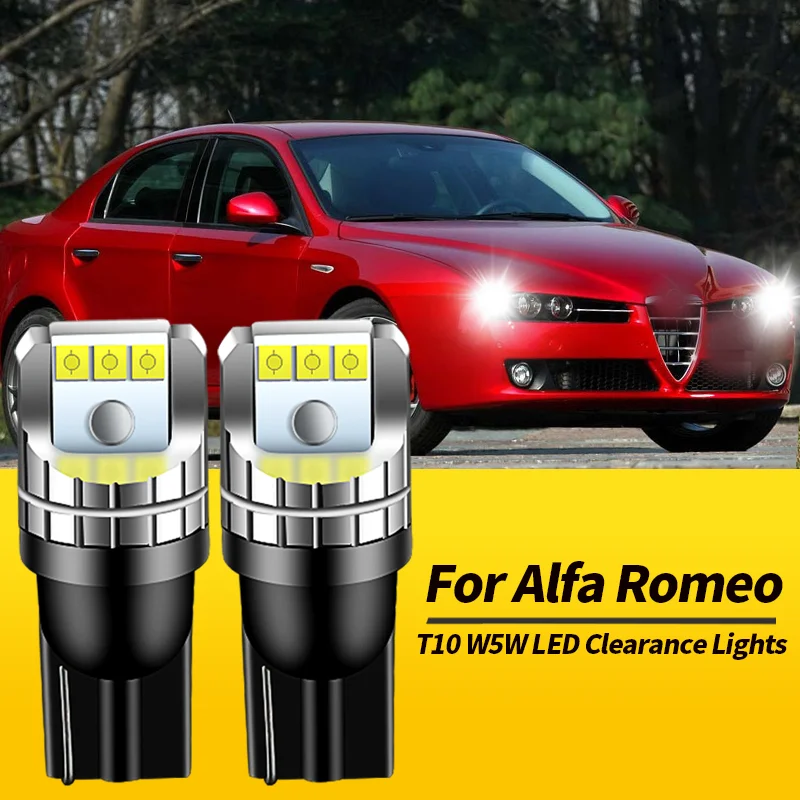 2PCS 12V T10 W5W LED Clearance Lights Bulbs Canbus For Alfa Romeo Spider 1995-2010 159 2005-2012 Brera 2006-2010 Car Accessories