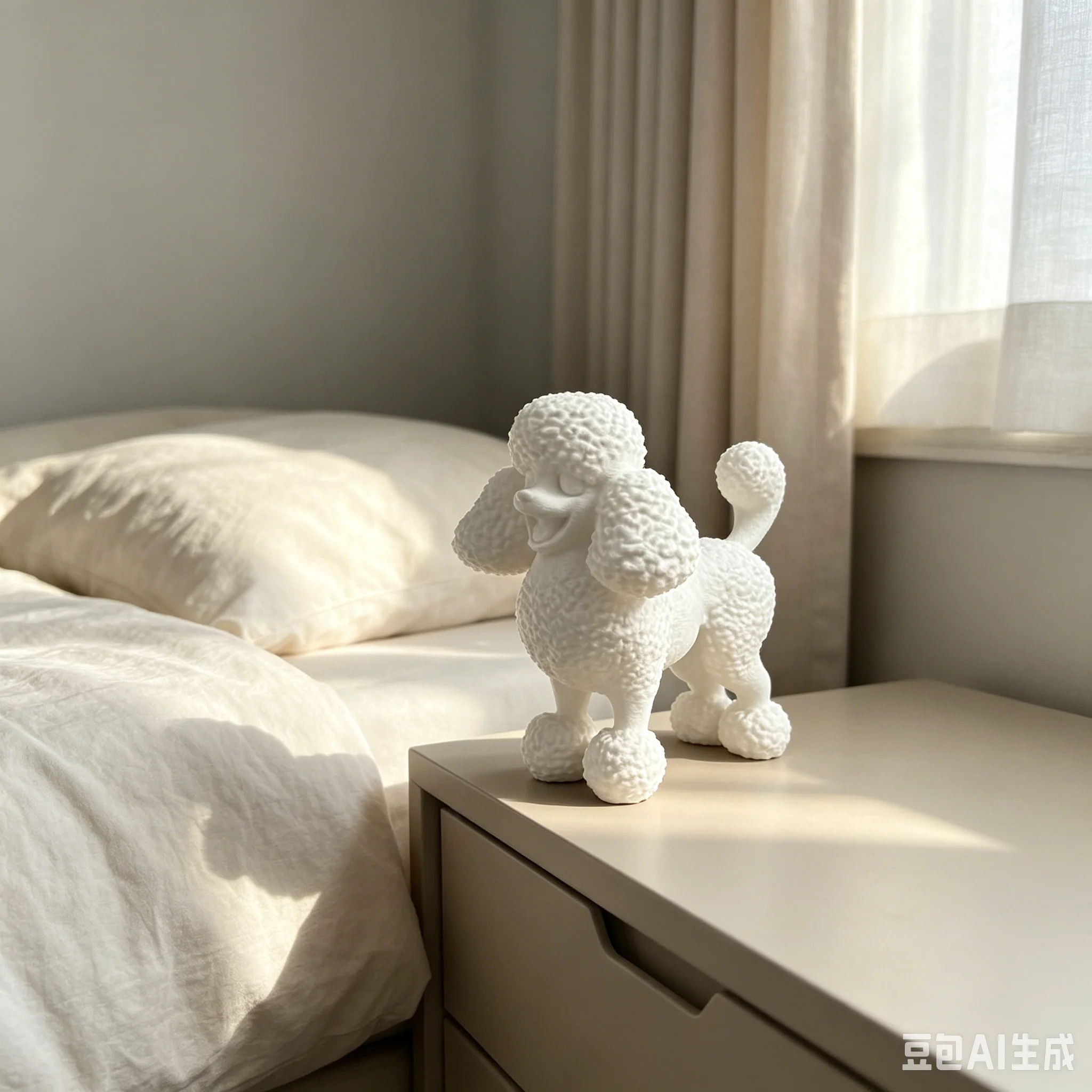 3D Poodle Figurine Dog Statue Cute Animal Tabletop Bedroom Living Room Shelf Decor Small Art Sculpture Gift for Dog Lovers Women