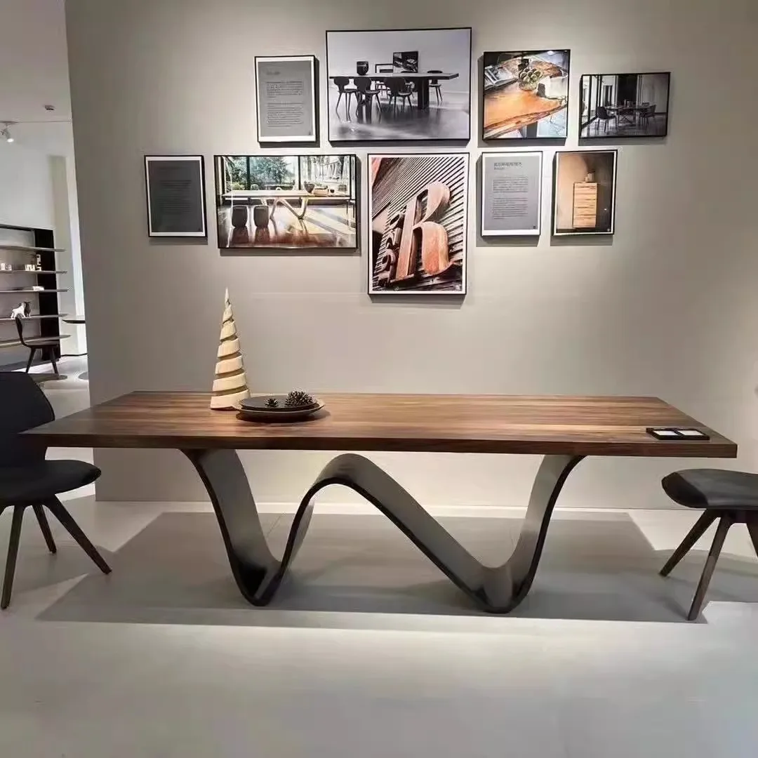 طاولة طعام من الخشب الصلب بتصميم إسكندنافي، مكتب من خشب الجوز الأسود، طاولة وكراسي بسيطة إبداعية، مكتب خشبي، طاولة شاي #2