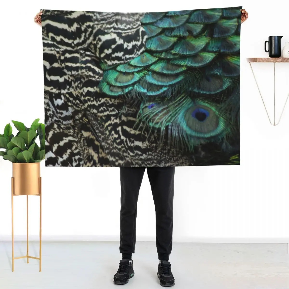 Peacock Bird Feathers Plumage Texture 1 Throw Blanket Giant Sofa Camping Fashion Sofas Luxury Designer bed plaid Warm Blankets
