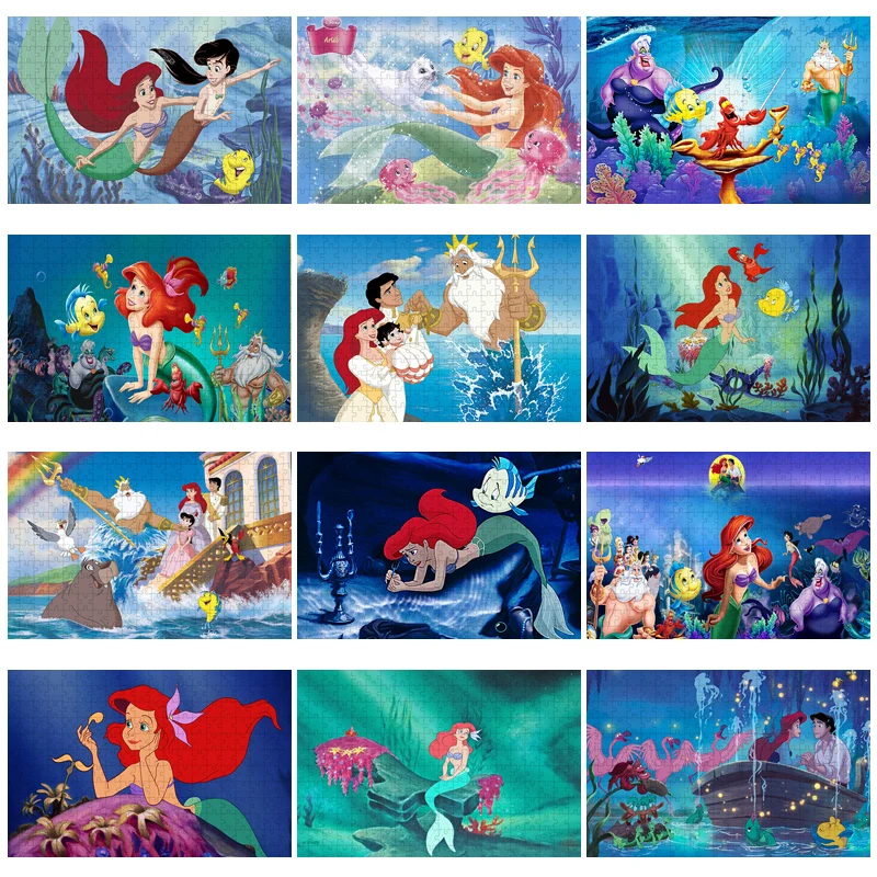 Disney Princess Little Mermaid Puzzles for Adults 1000 Piece Jigsaw Puzzle Couple Witch Funny Games Education Diy Toys Decor