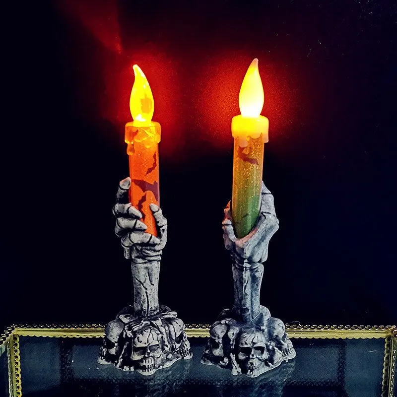 Halloween Led Candle Light Skeleton Ghost Hand Smoke-free Light Horror Props Halloween Party Decoration Supplies Kids Toy Gift