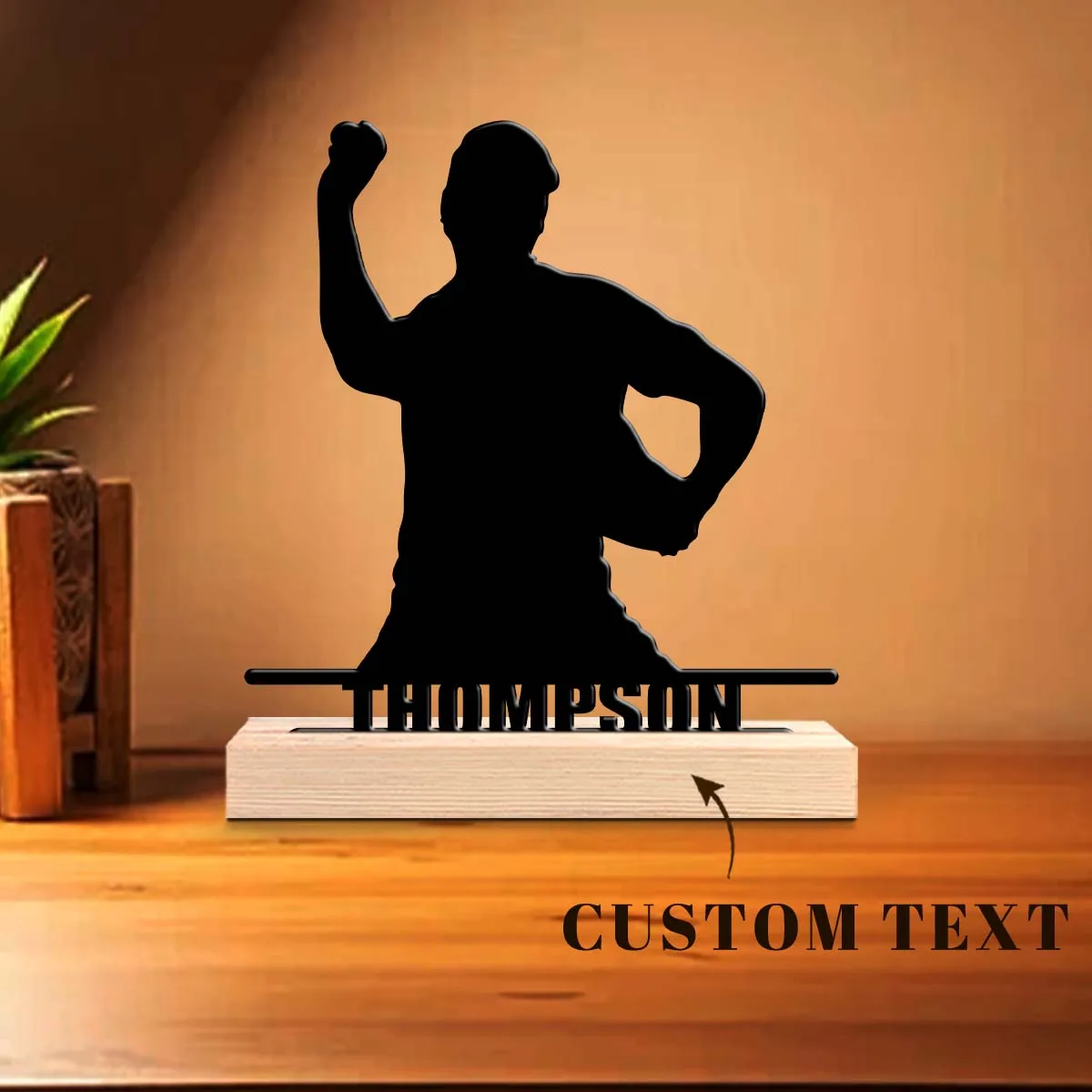 1pc Personalized Metal Artwork Custom Name Equipped with Wooden Base Modern Rural Home Desktop Decorations