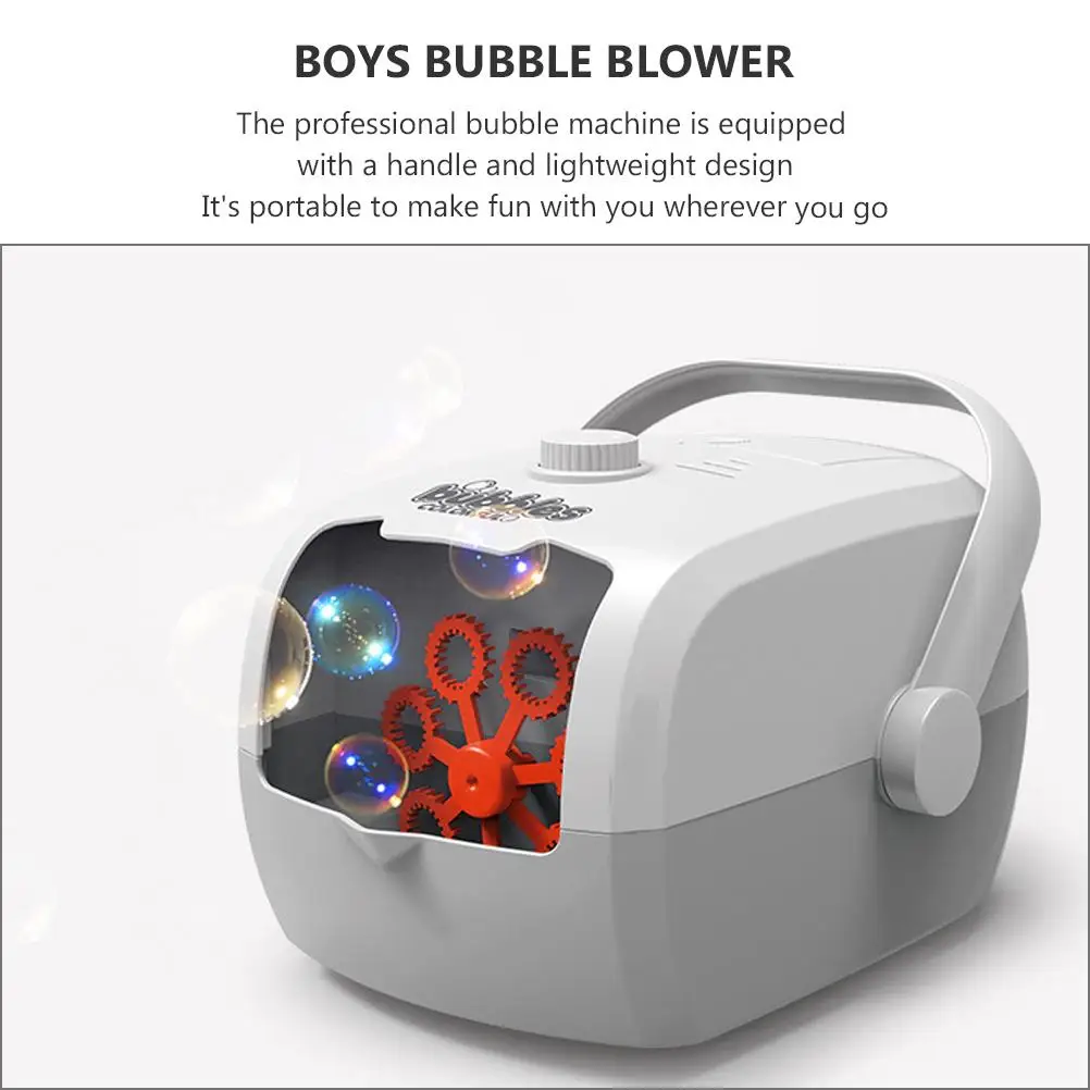 Macchina per bolle Ventilatore Macchina elettrica in plastica Divertimento per la famiglia Design leggero Macchina per bolle per bambini Gioca all'aperto