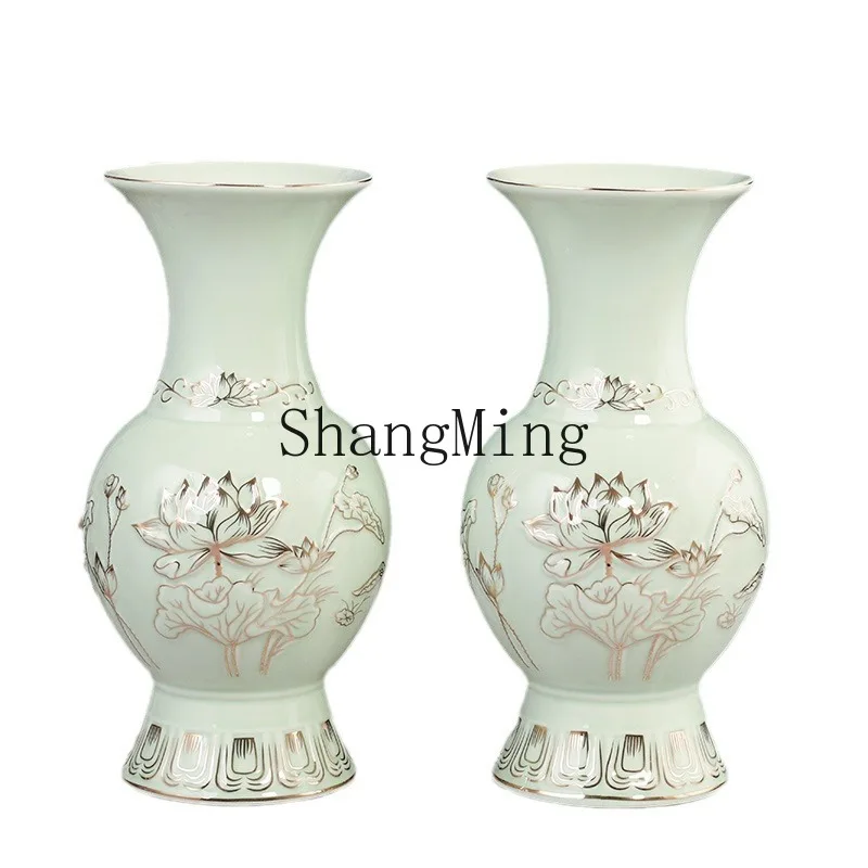 

PYH wholesale relief yellow incense burner household indoor Buddha ceramic Buddha front set vase