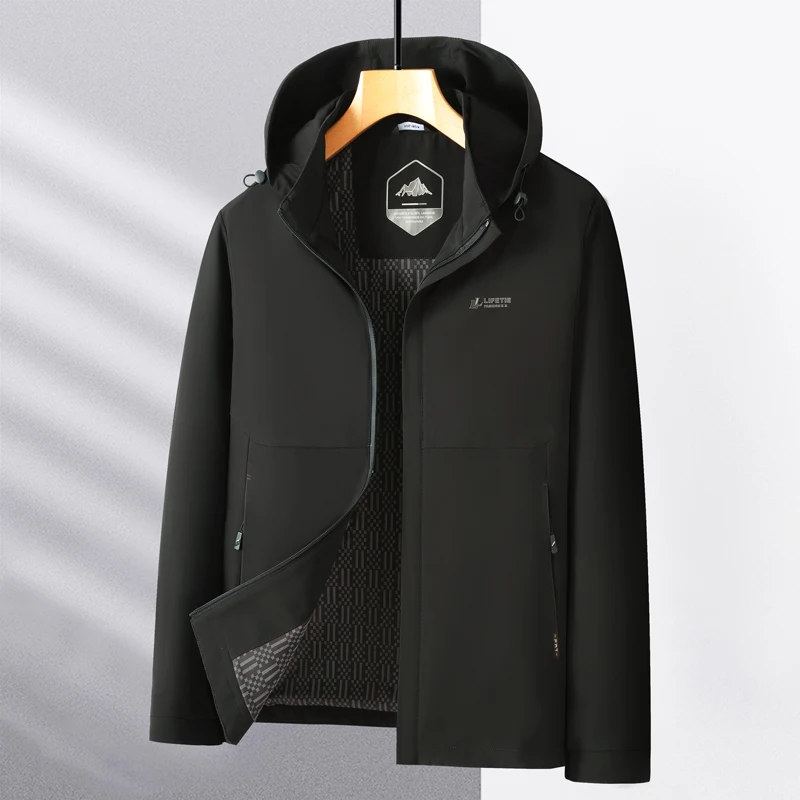 

2025 Autumn Outdoor Casual Hooded Jacket Men Detachable Hat Mountaineering Camping Jackets High End Windproof Waterproof Coats