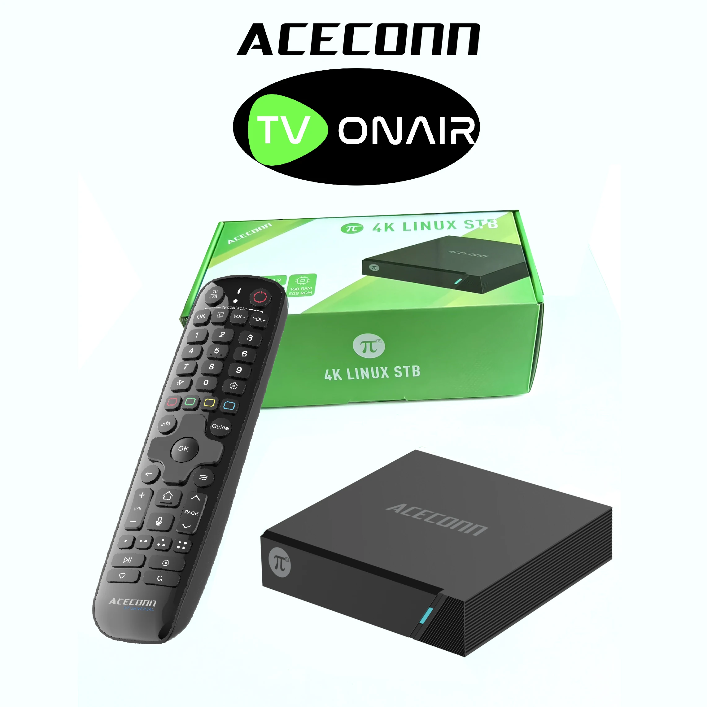 4K Linux TV Box Pi2 ACECONN TVPlus Streaming Set-top Box TVONAIR Player 1GB+8GB IPTV Abonment Box