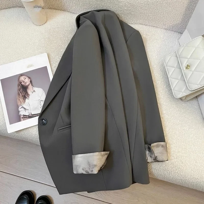 New Womens Blazer  Autumn Single Button Slim Suit Jacket Female Casual All-match Tops Ladies Business Wear Coat Outerwear Lady