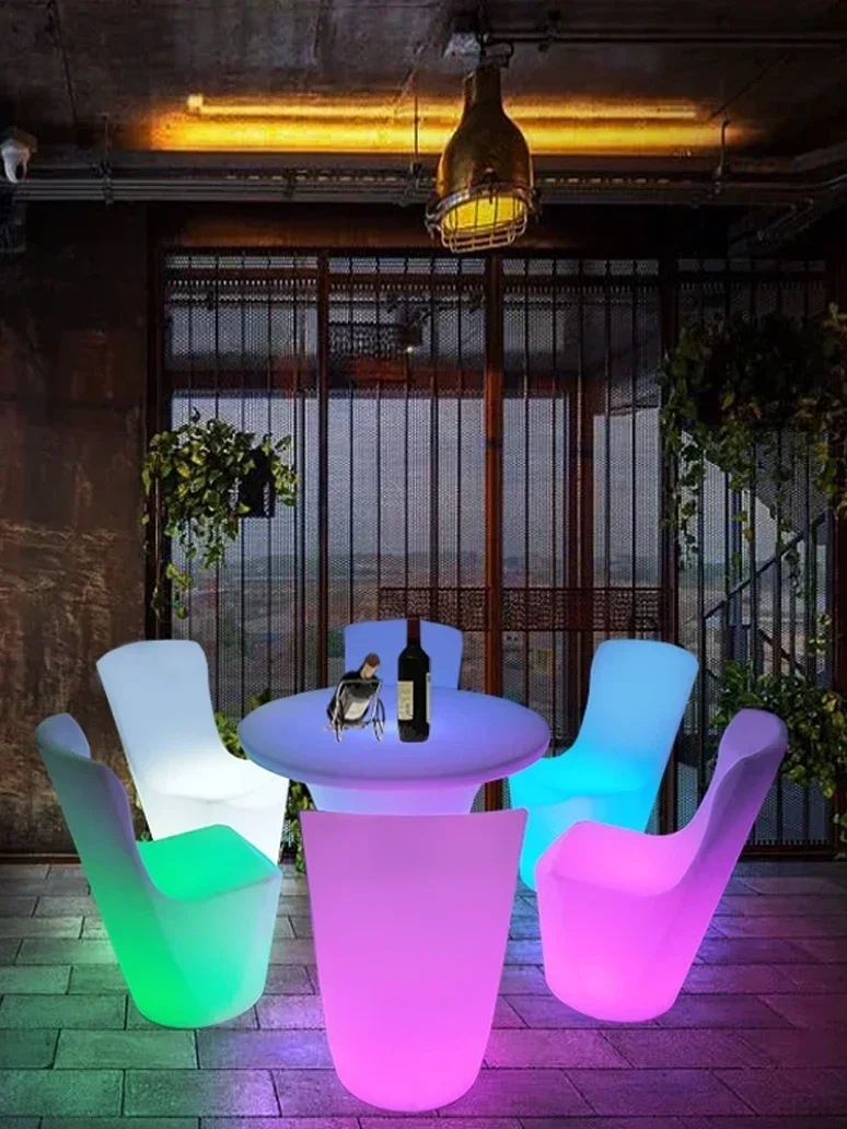 LED Luminous Dining Tables and Chairs Set Furniture Stool