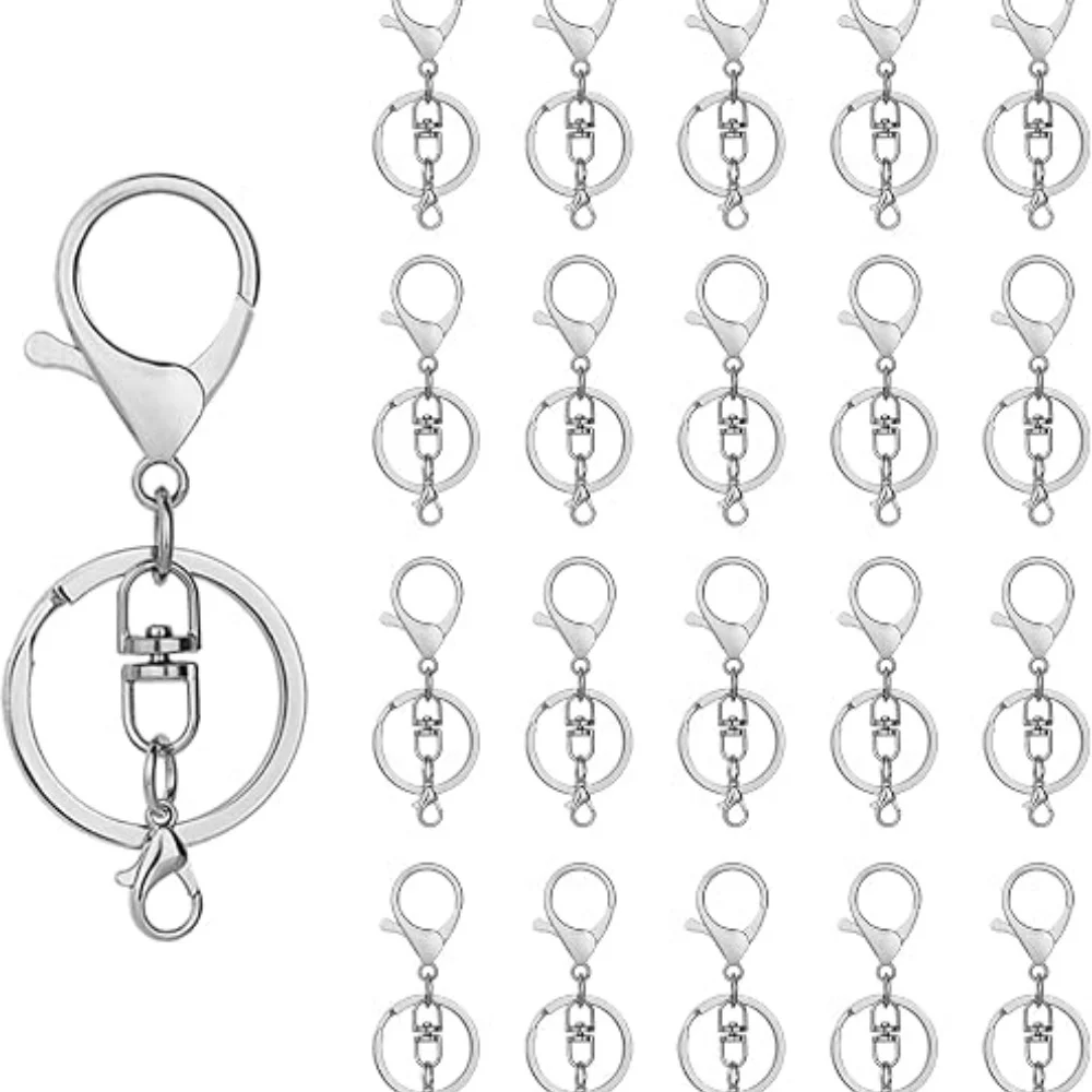 10pcs Lobster Claw Clasps Hook with Flat Split Keychain Ring with Swivel Trigger Clip with Little Lobster Clasp for DIY Craft Je