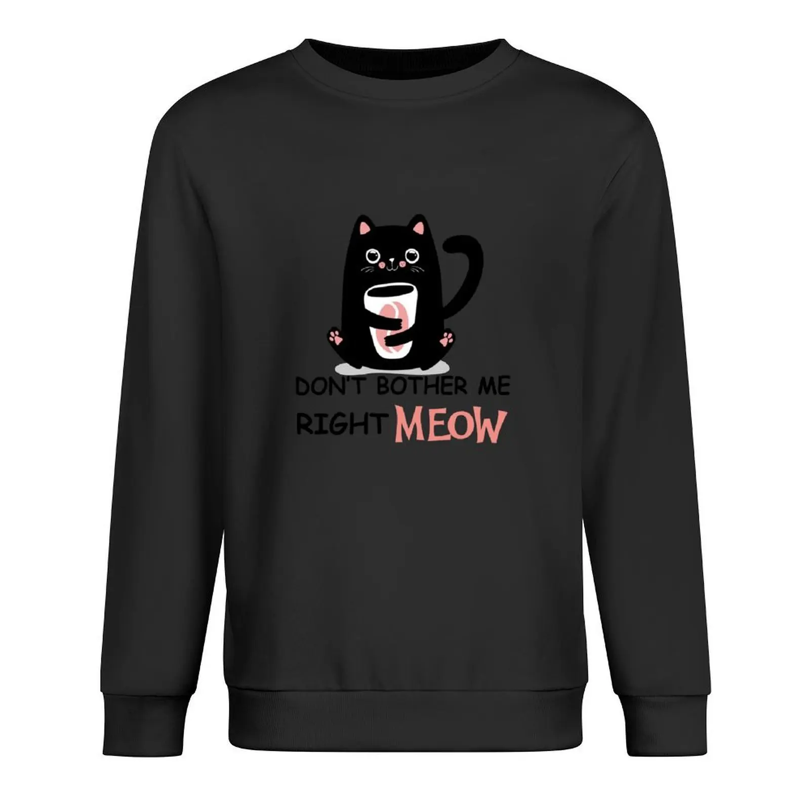 Don't Bother Me Right Meow Funny Coffee Cat Pullover korean clothes autumn mens clothes hooded sweatshirts