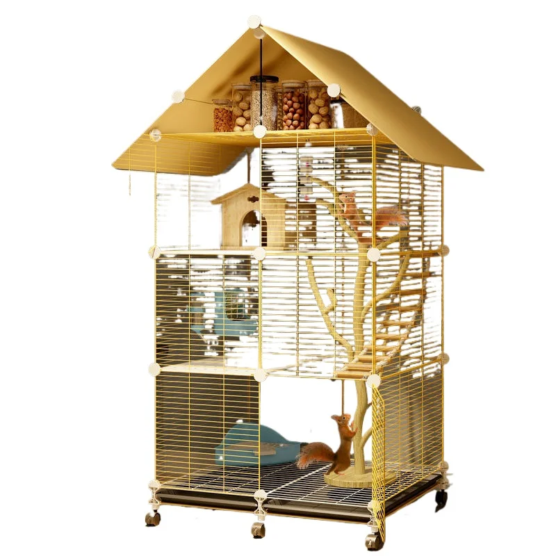 Squirrel special cage, large villa encrypted three-layer with platform chinchilla special flower branches